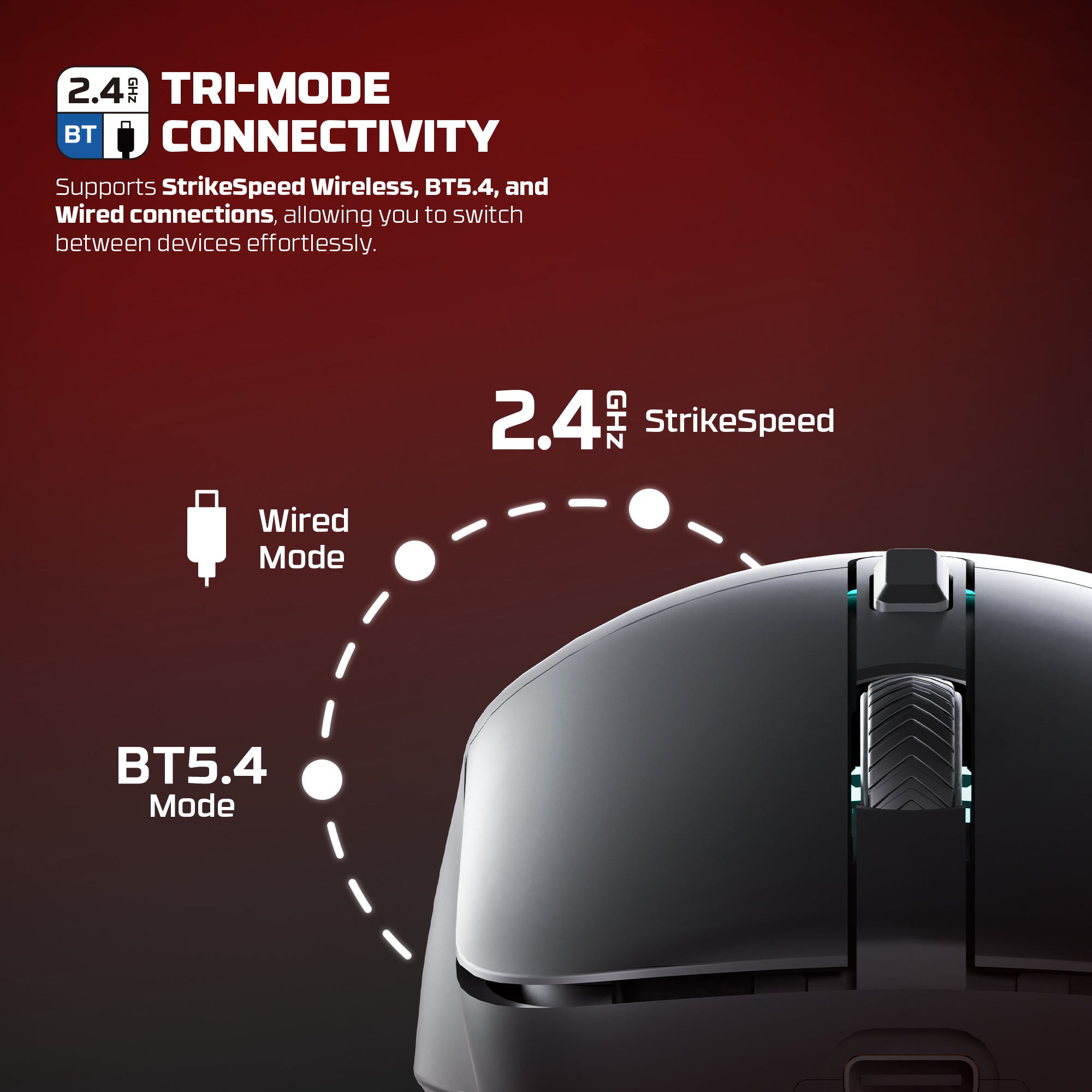 FANTECH WG9RD Wireless Gaming Mouse with Charging Magnetic Base Three Mode 12000DPI Customized E-sports Gamer Mouse