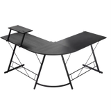 GAMEON L-Shaped Slayer I Series Gaming Desk (Size: 129*129*74cm & Table top 80*46cm) With Headset Hook, Cup Holder & Accessories Stand - Black