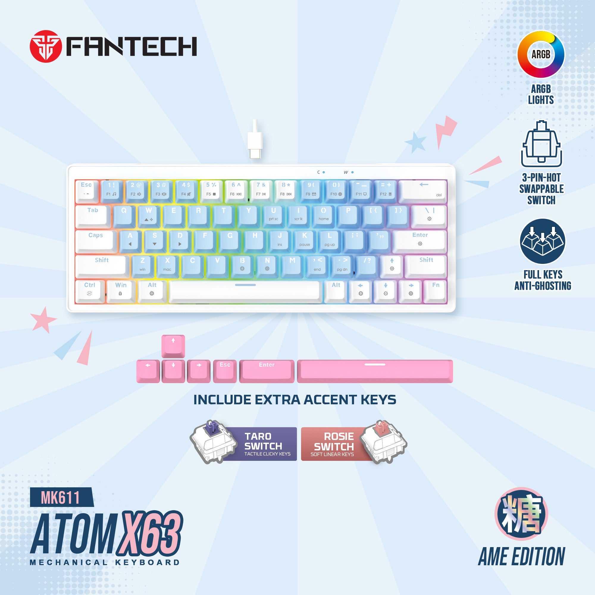 Fantech MK611 Atom X63 Ame Edition - BLUE