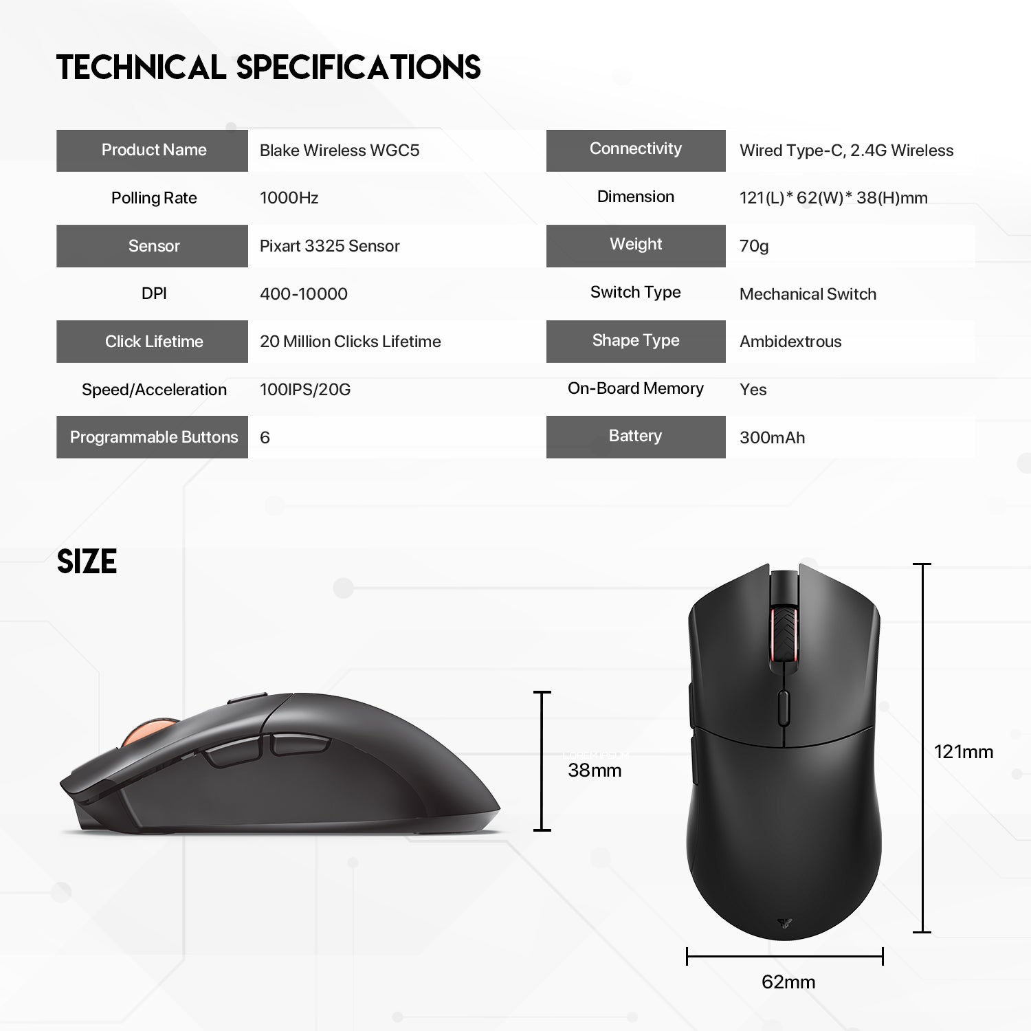 Fantech Blake WGC5 Wireless Gaming Mouse Mouse 25 JOD