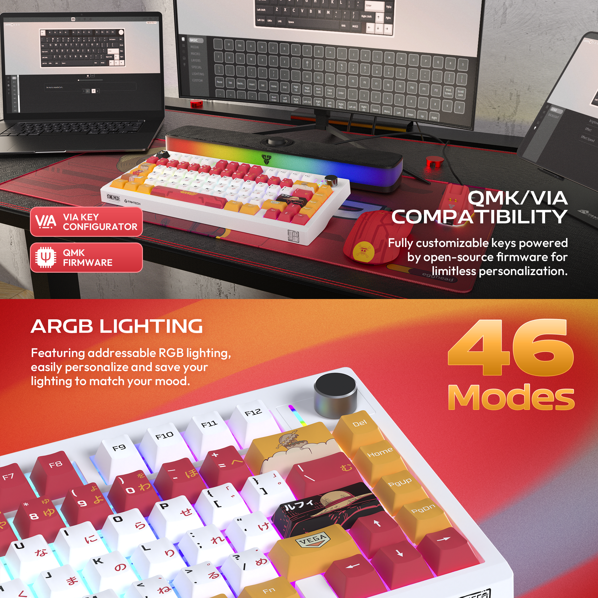 Fantech MK921 MAXFIT8 QMK Mechanical Keyboard  LUFFY