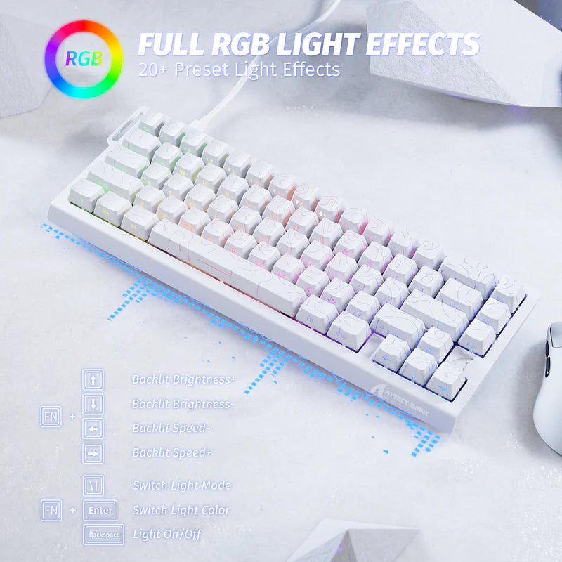 ATTACK SHARK X68 HE Rapid Trigger Mechanical Gaming Keyboard 60% Wired TKL with Adjustable Actuation,Hall Effect Magnetic Switch,8KHz Polling Rate,RGB Backlit,Top Mount for PC Mac Esport Gamer(White))