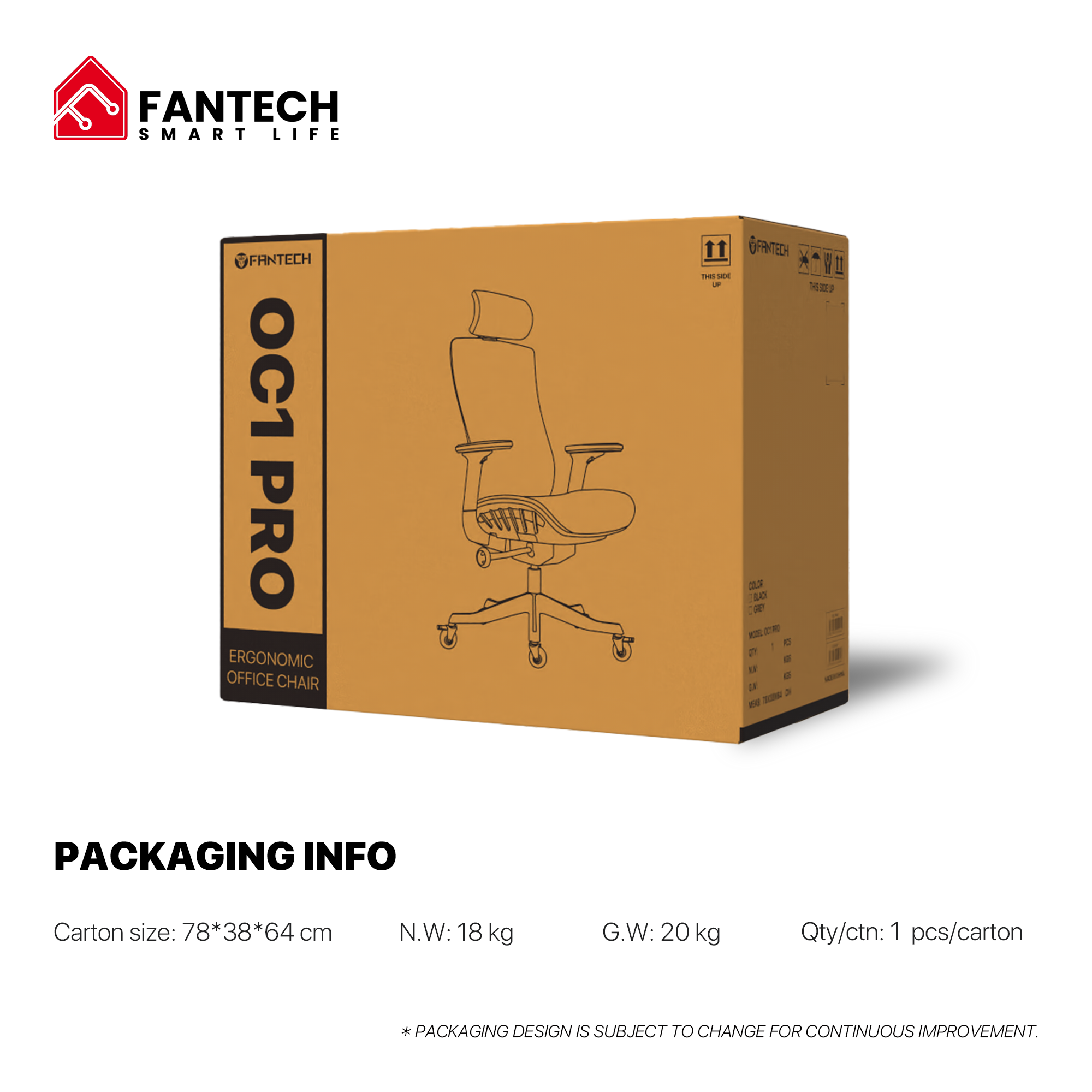 FANTECH OC1 PRO Ergonomic Office Chair White FANTECH OC1 PRO Ergonomic Office Chair White
