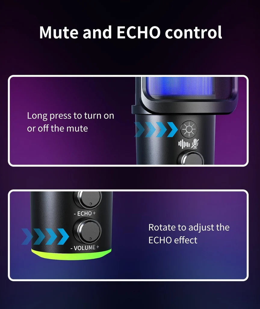 Gaming USB Microphone, Noise Cancellation Condenser Mic with Mute,Boom Arm Mic-Reverb Adjustment, Monitoring for Streaming, Podcasting, Discord, YouTube,PC, Computer, PS4, PS5, Mac-White