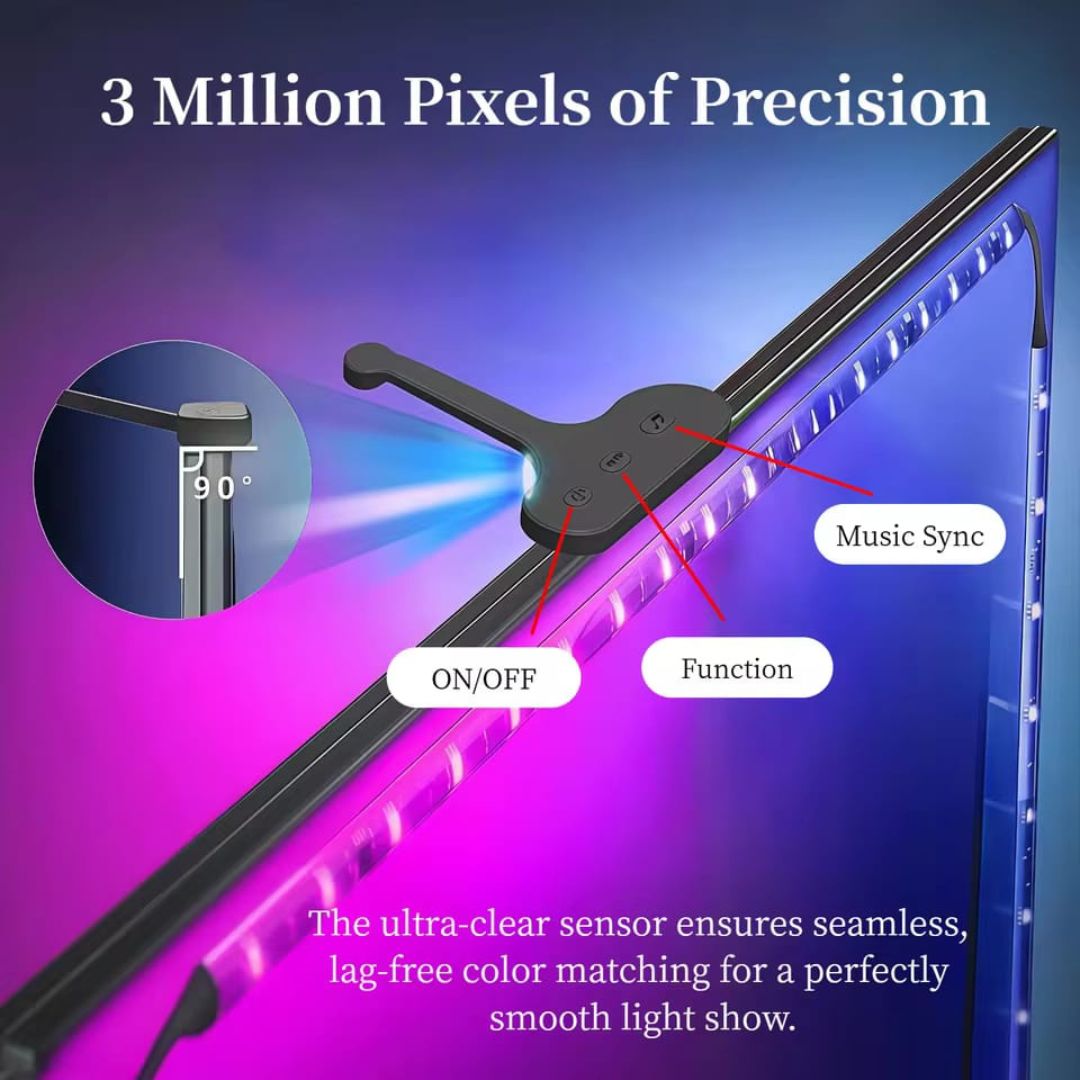 WACUAAO AI Sync LED TV Backlight with Camera, Music Sync,USB Powered, Remote Control, for Living Room, Home Theater, Gaming Room