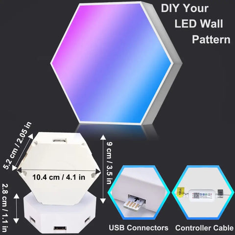 Color RGB Bluetooth LED Hexagon Light Wall With APP+ Remote