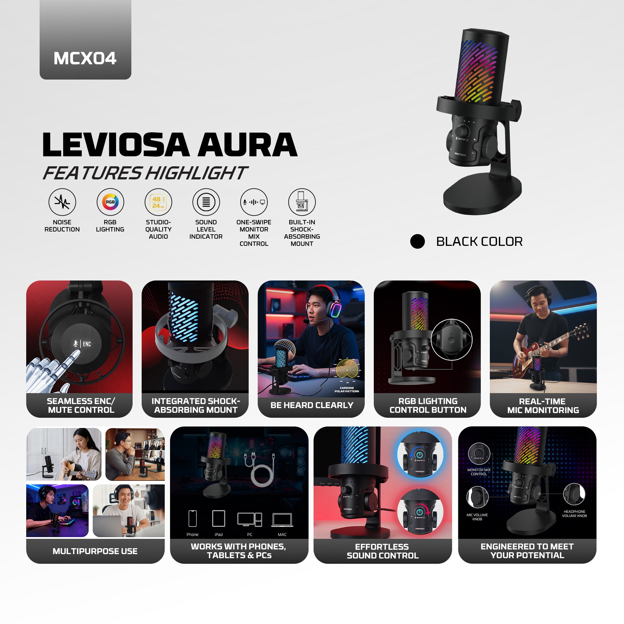 ميكروفون مكثف Fantech MCX04 Leviosa Aura