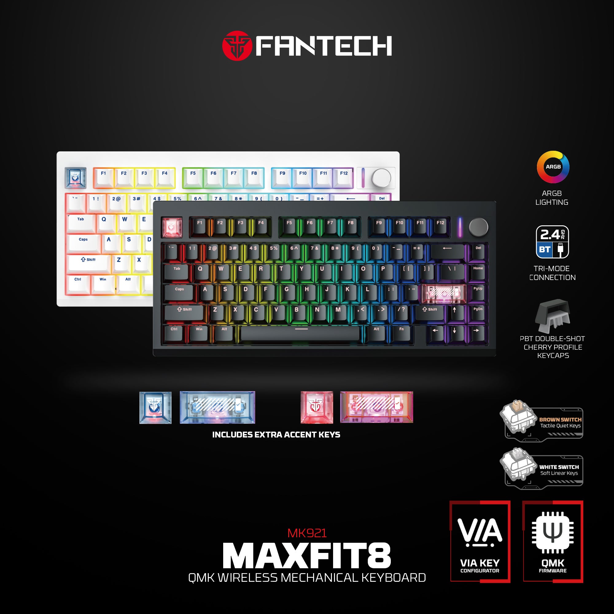Fantech MK921 MAXFIT8 QMK Mechanical Keyboard  MK921