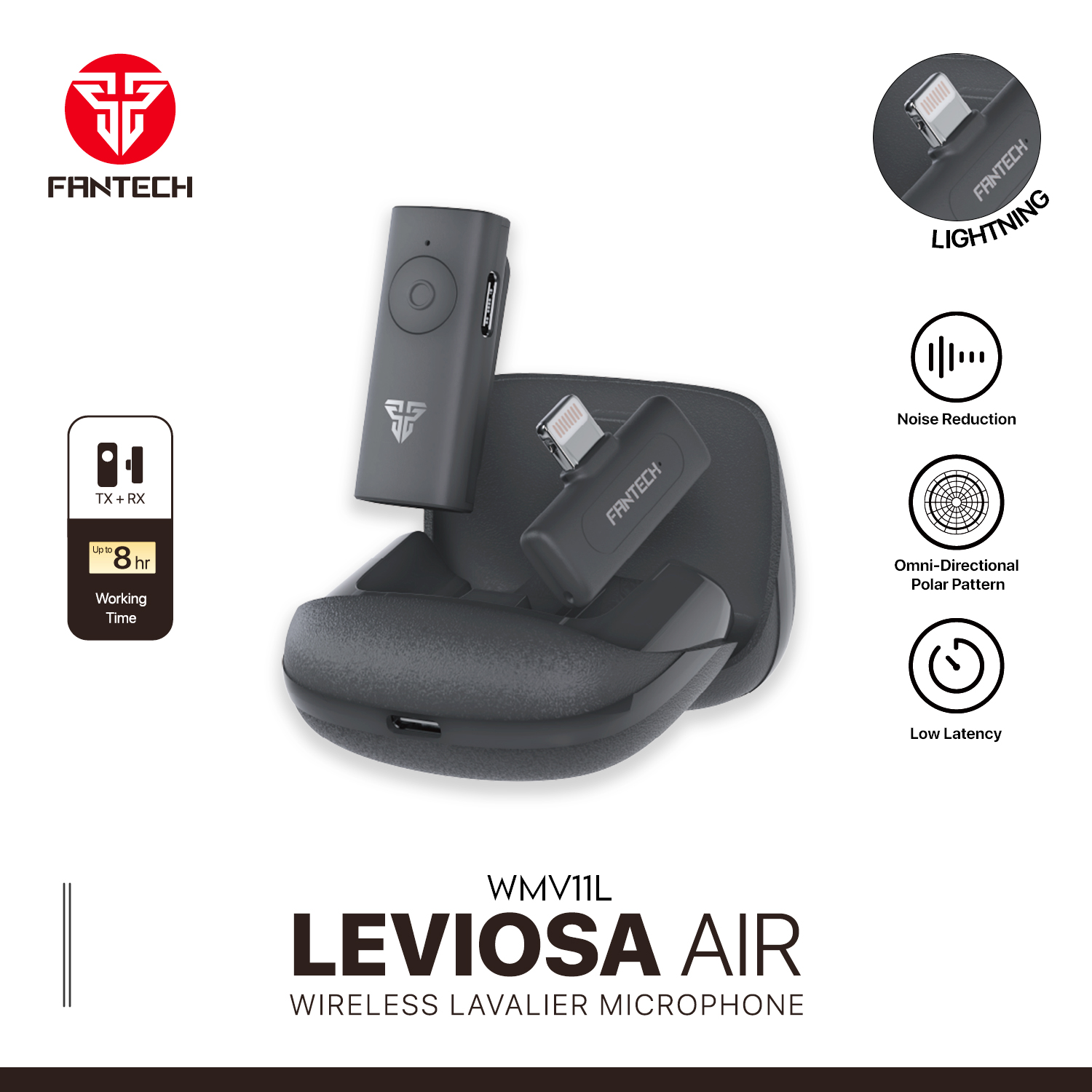 Fantech LEVIOSA AIR WMV11L Microphone Wireless Lavalier Lightning New Arrivals