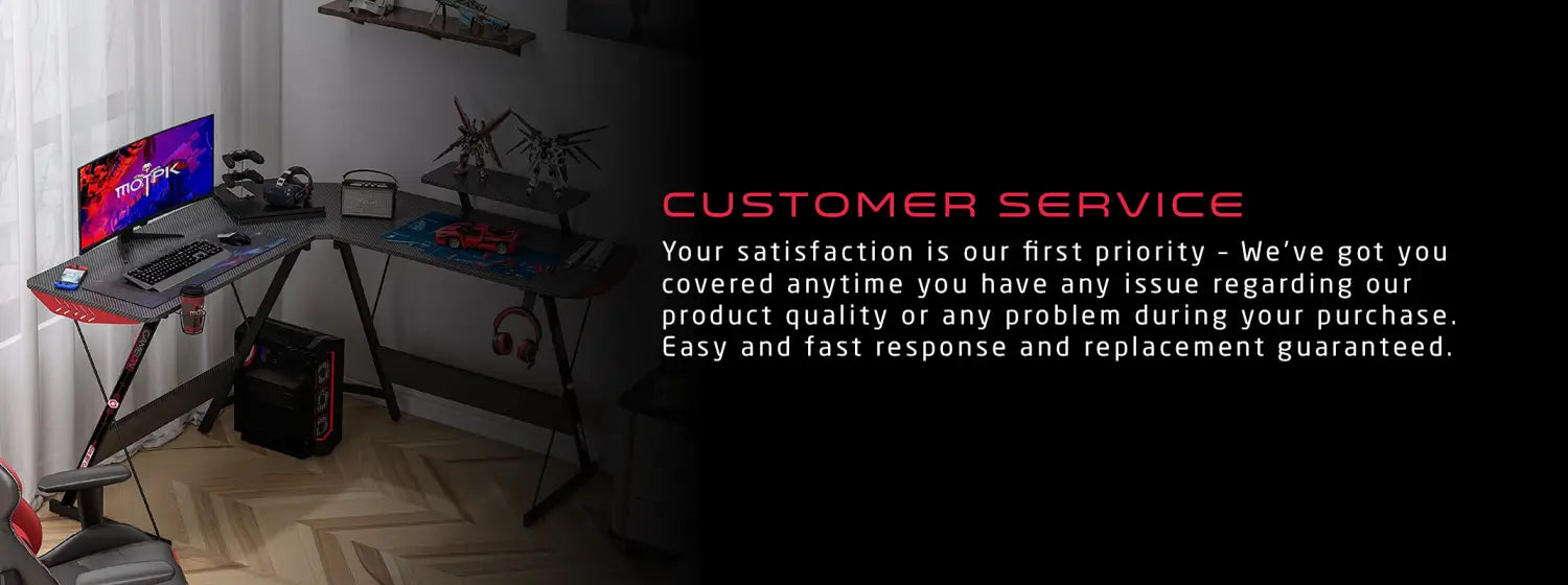 GAMEON L Shaped Slayer I Series Gaming Desk (Size: 129*129*74cm & Table top