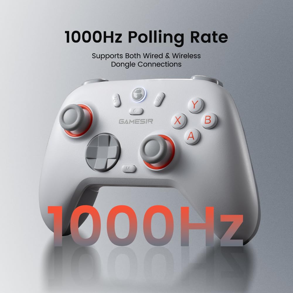 GameSir Nova Lite 2 Wireless PC Controller with Hall Effect Joysticks & Triggers, 2.4G & Wired 1000Hz Polling Rate, Remappable Buttons - Compatible with PC/Switch/Steam/Android (Grey)