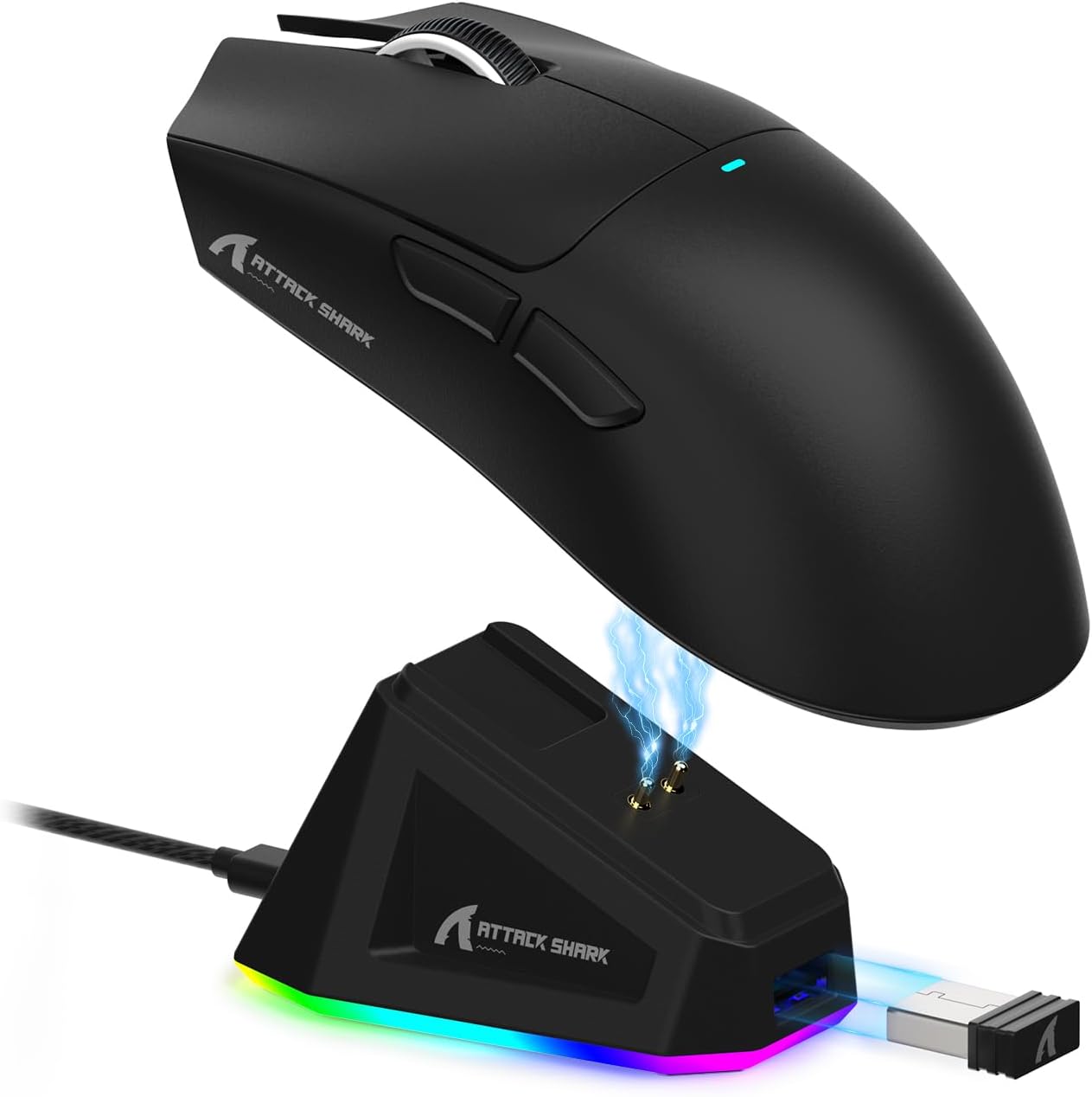 ATTACK SHARK X11 Lightweight Wireless Gaming Mouse with RGB Charging Dock,Tri-Mode-2.4G/USB-C Wired/BT,22K DPI,PAW3311 Optical Sensor,HUYU Switch, 5 programmable Buttons for PC/Mac(Black)
