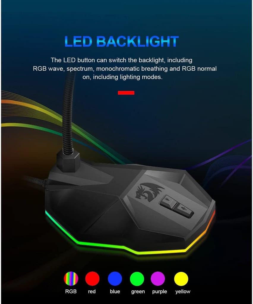 Redragon GM99 STIX USB RGB Gaming Stream Desktop Microphone to To Streaming, Podcasting,Studio Recording,YouTube,Skype for PC/Laptop