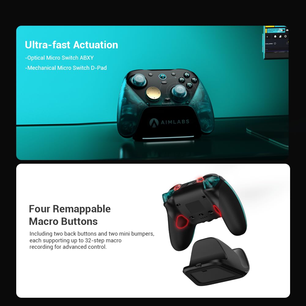 GameSir G7 Pro 8K PC Wireless Controller, Aimlabs Edition – 8000Hz Polling Rate Wired & 2.4G, TMR Joysticks Anti-Stick Drift, Hall Effect Analog Triggers, Esports Gamepad for Windows PC with 3.5mm Audio