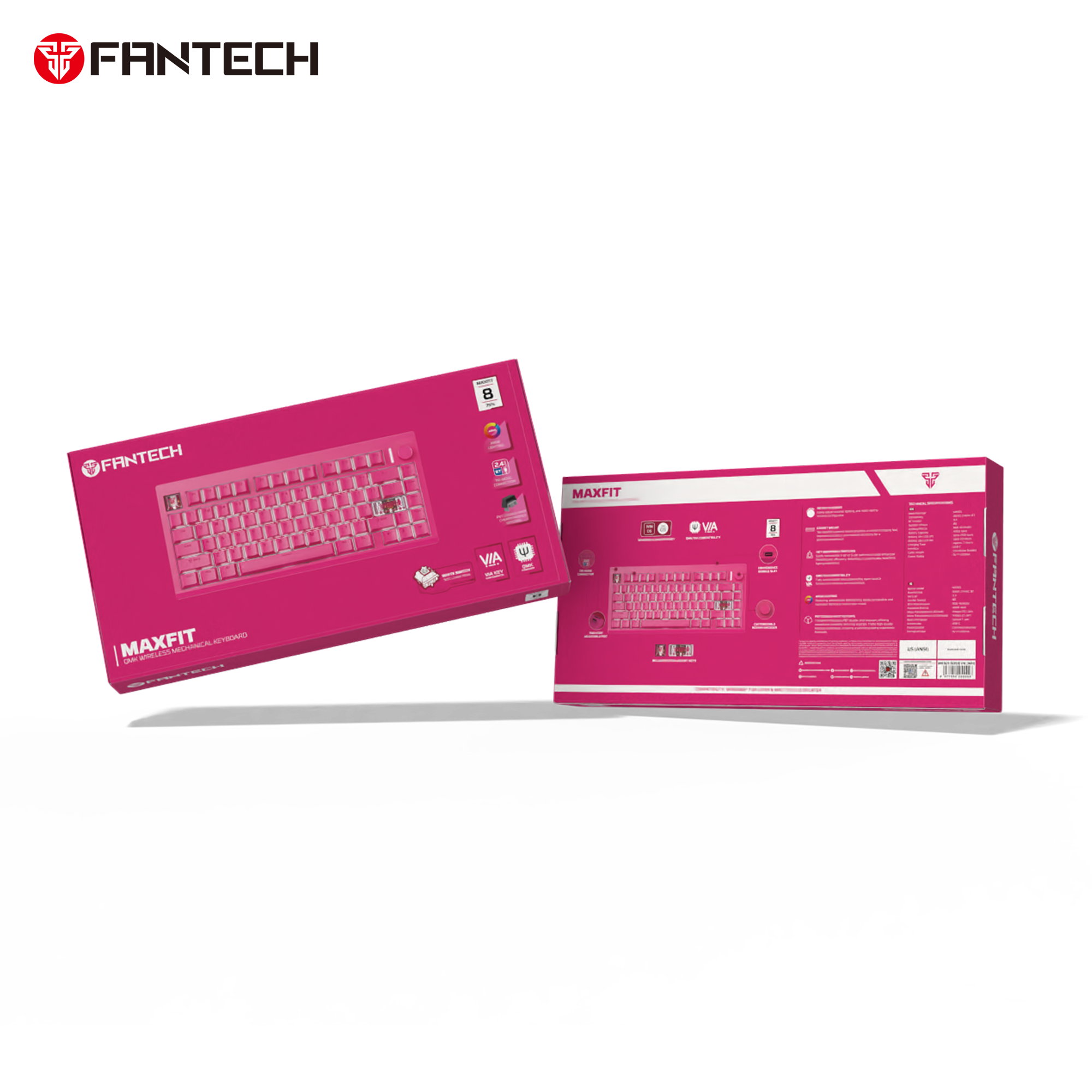 لوحة مفاتيح ميكانيكية Fantech MK921 MAXFIT8 QMK باللون الوردي