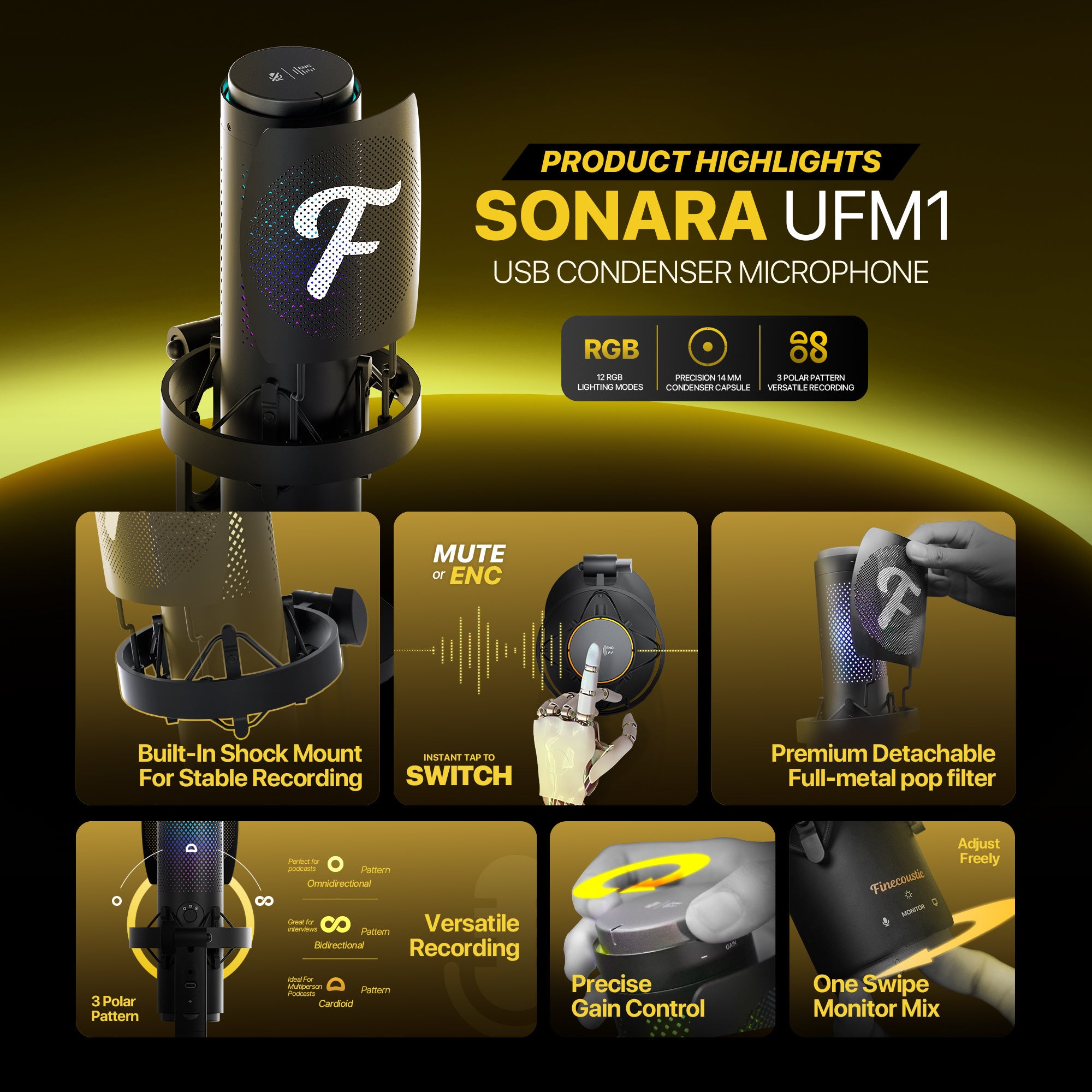 Fantech UFM1 Finecoustic SONARA Condenser Microphone Fantech UFM1 Finecoustic SONARA Condenser Microphone