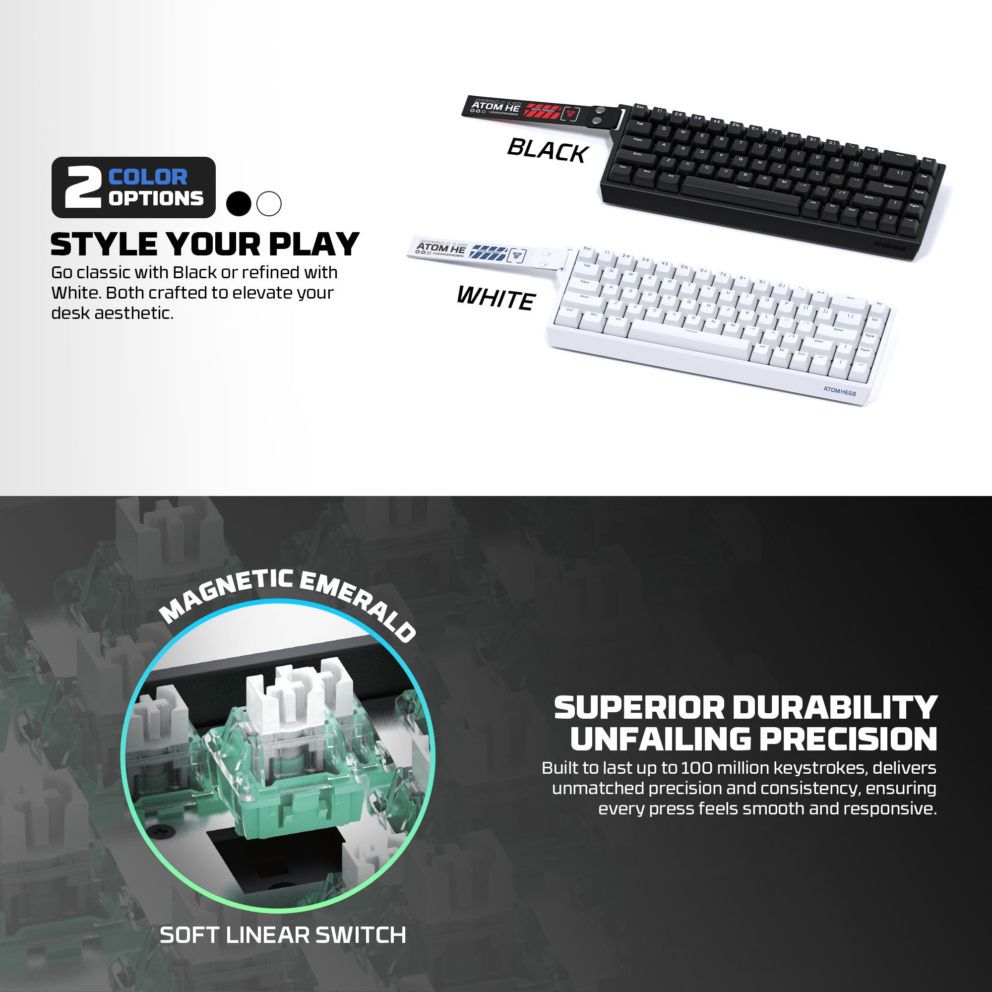 Fantech Magnetic Switch Keyboard ATOM HE68 SERIES MK811 ,White