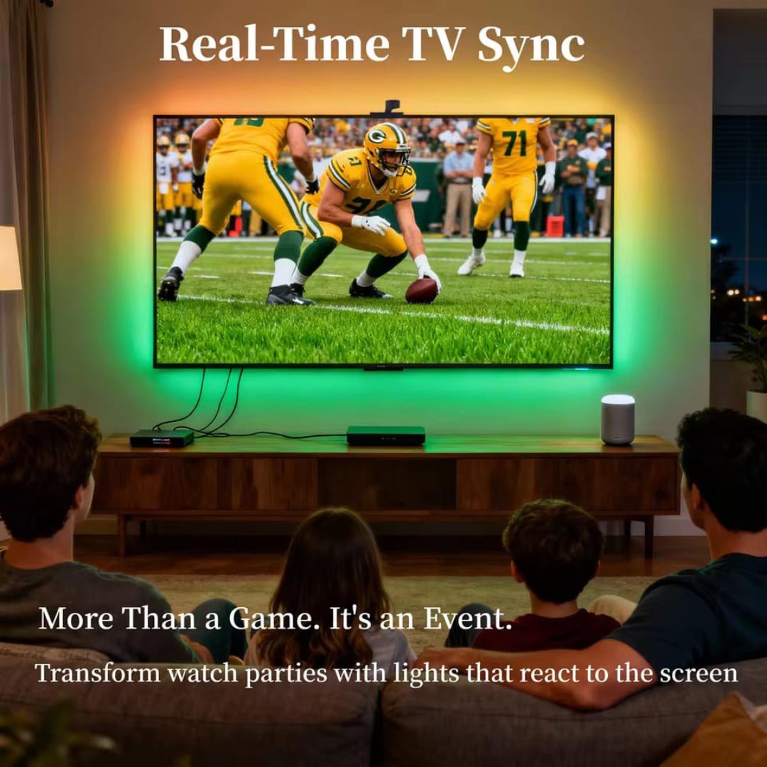 WACUAAO AI Sync LED TV Backlight with Camera, Music Sync,USB Powered, Remote Control, for Living Room, Home Theater, Gaming Room