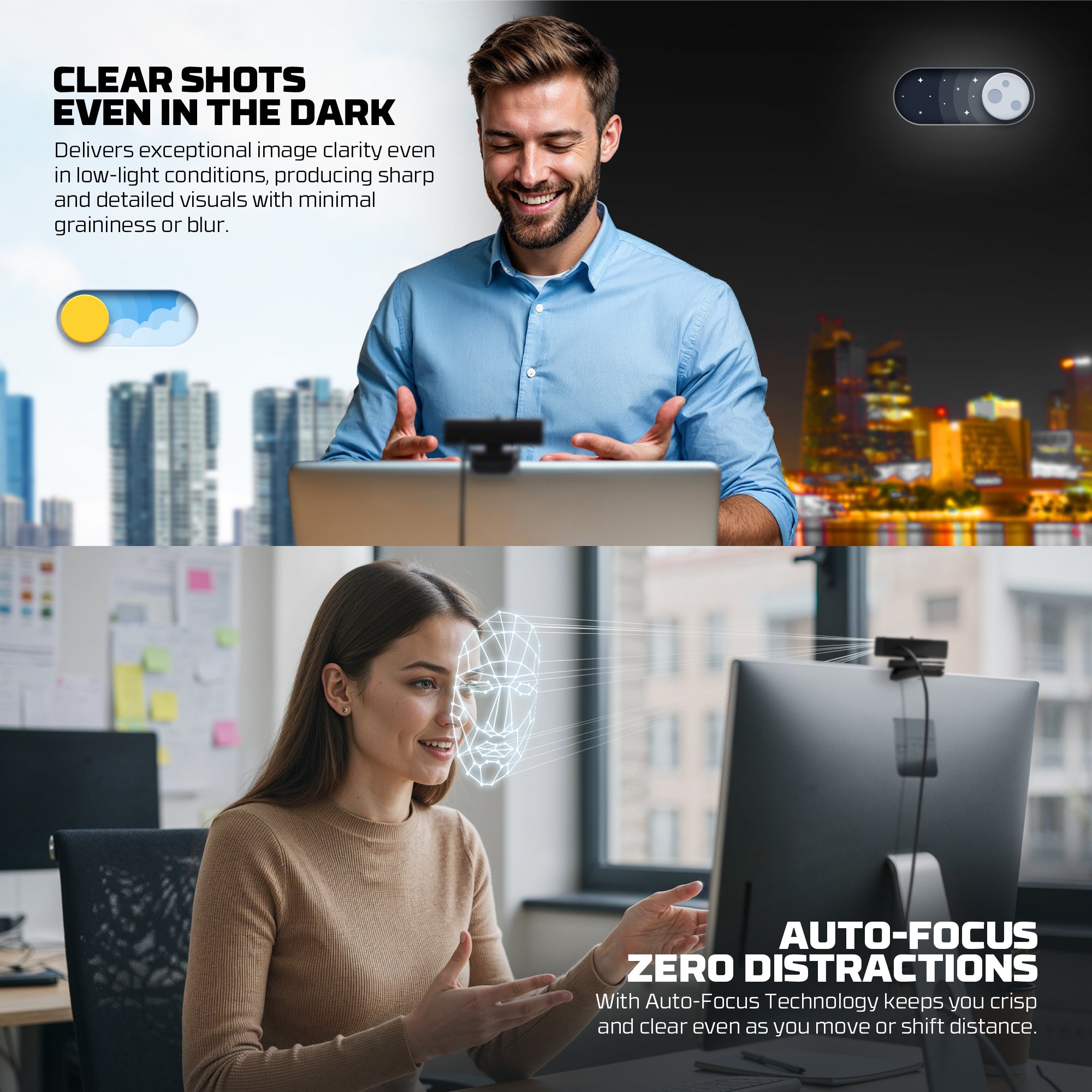 Fantech Luminous C50 Quad High-Definition Webcam 2K Quad-HD Support 60 FPS & 3D Noise Cancelling Mic
