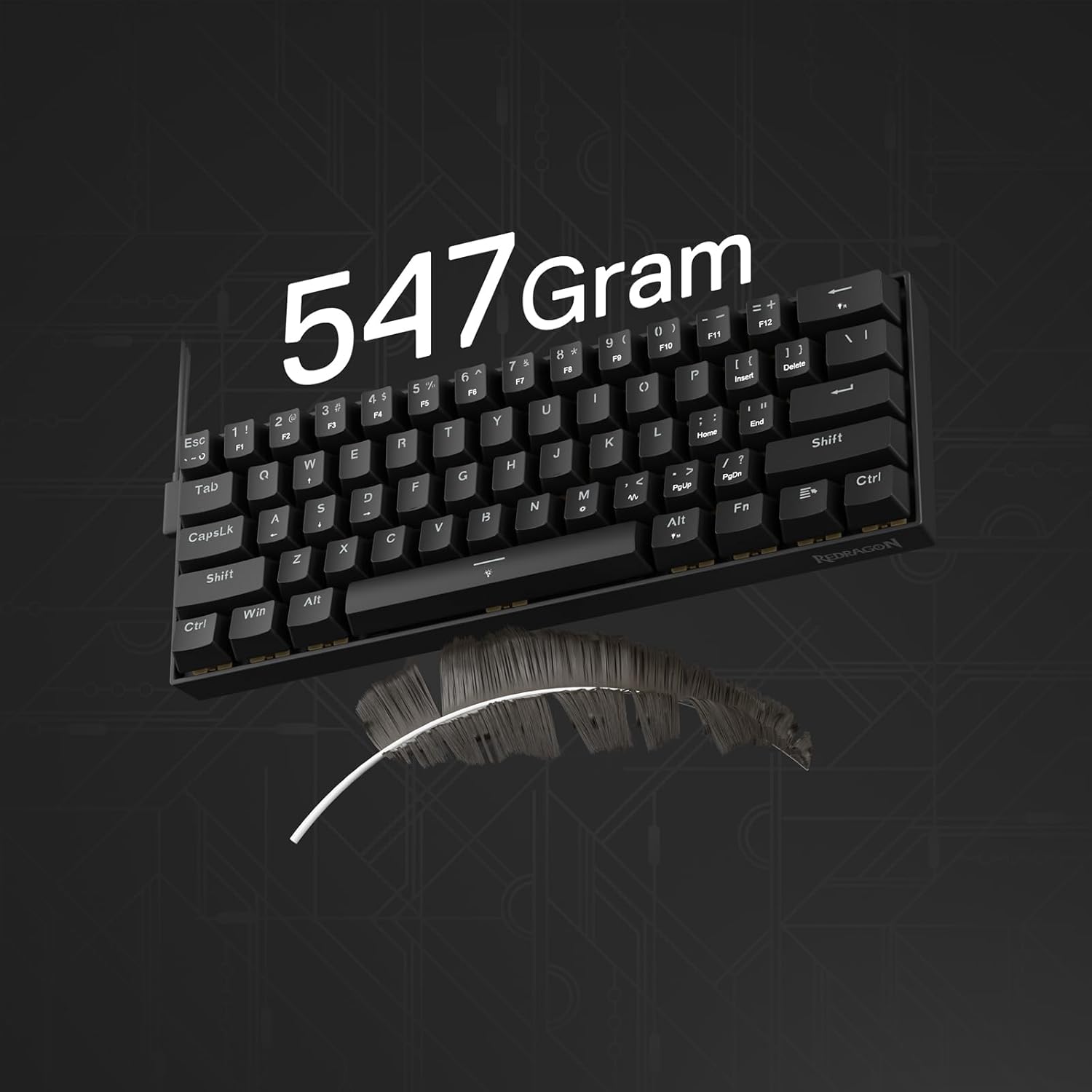 Redragon K617 HE Rapid Trigger Gaming Keyboard, 60% 61 Keys Wired Mechanical Keyboard w/Hyper-Fast Actuation, Dedicated Hall Effect Magnetic Switch, Actuation Point Adjustable, Essential Black
