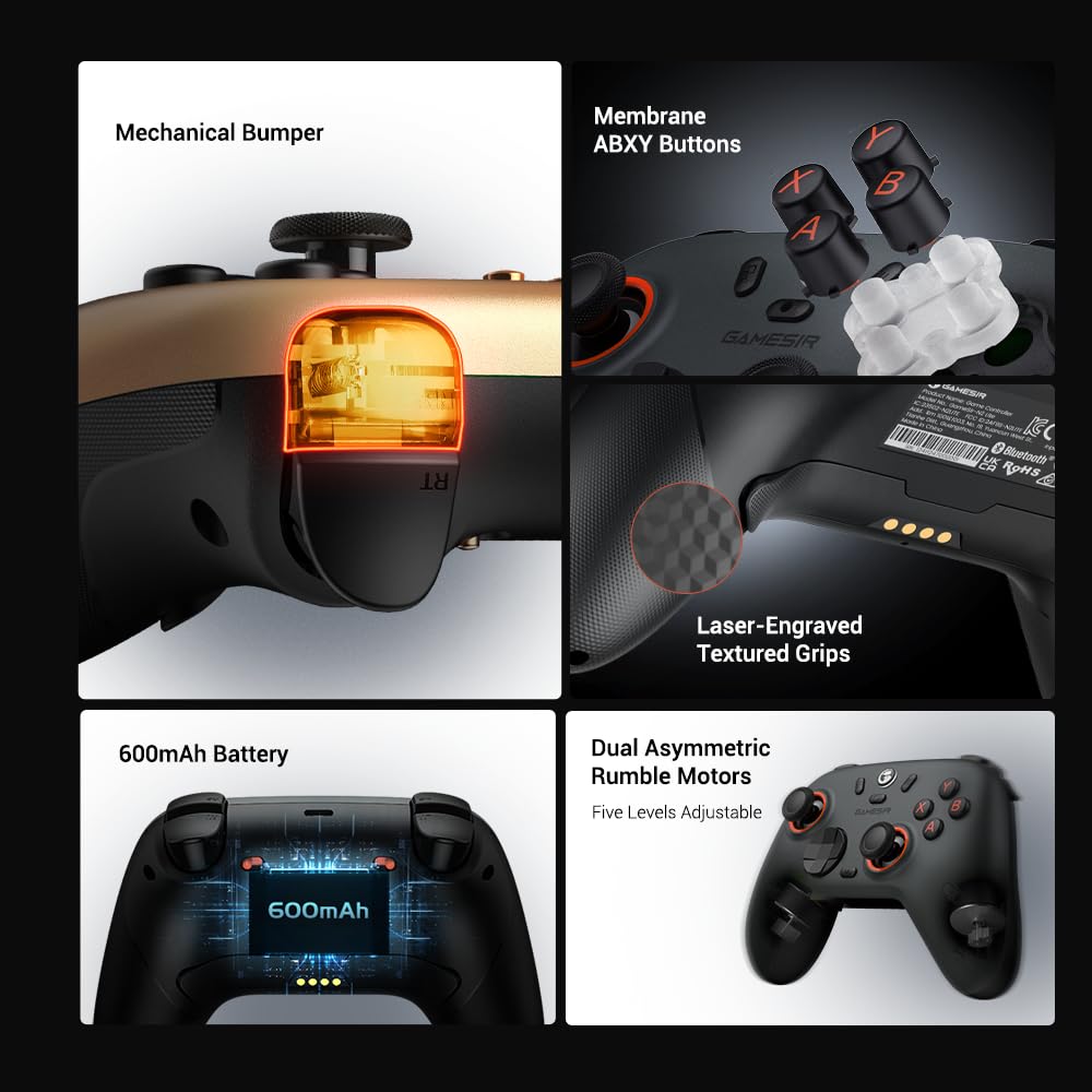 GameSir Nova Lite 2 Wireless PC Controller with Hall Effect Joysticks & Triggers, 2.4G & Wired 1000Hz Polling Rate, Remappable Buttons - Compatible with PC/Switch/Steam/Android (Grey)