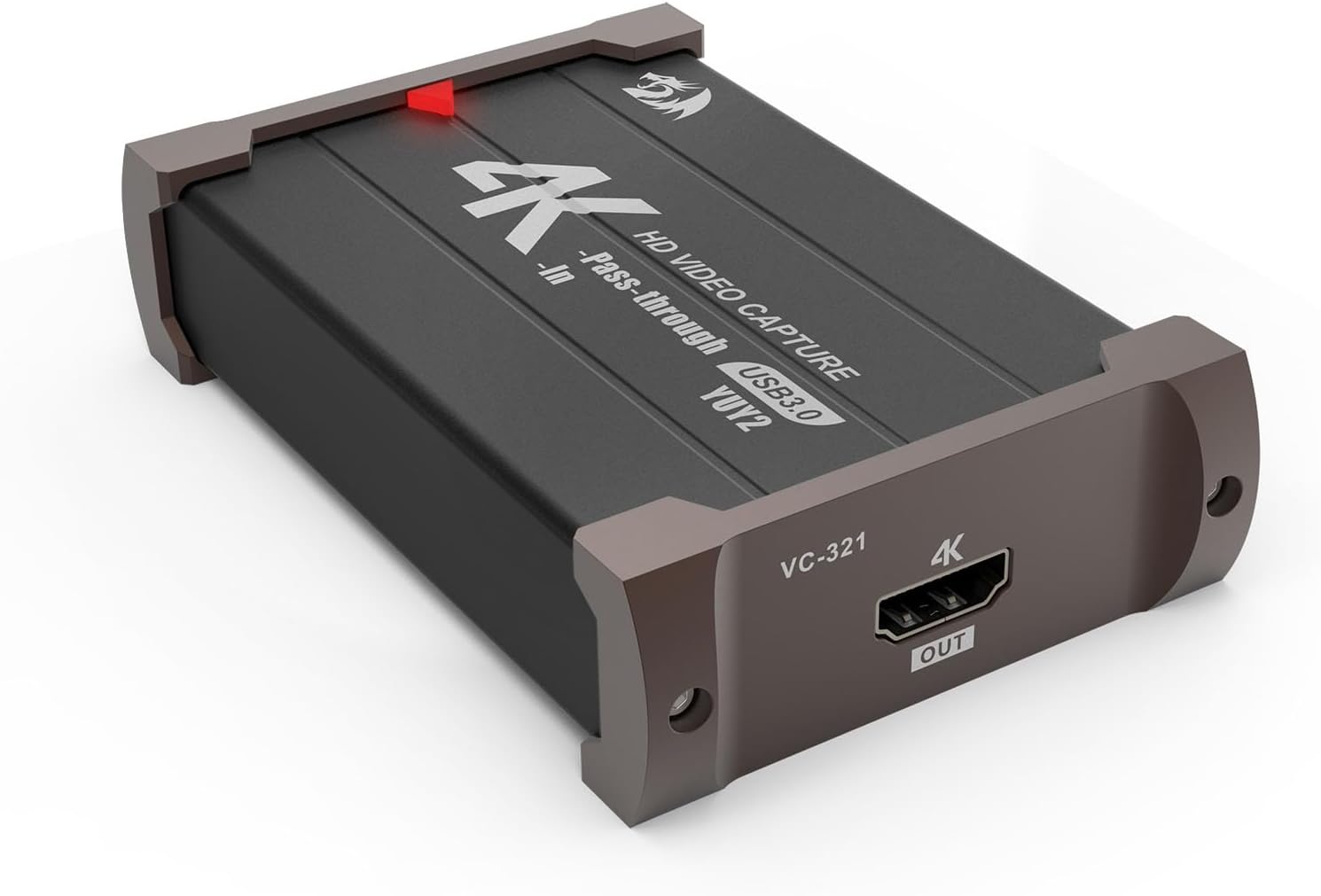 Redragon VC321 4K Video Capture Card, USB 3.0 1080p 60fps Video Capture, 4K HDMI Pass-Through, Zero-Latency Streaming, Compatible with Windows/Mac, Game Capture for PS5, Xbox, NS, DSLR, OBS