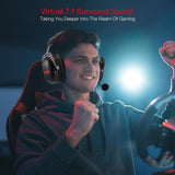 Redragon H376 Aurora Wired Gaming Headset, 7.1 Surround Sound Over-Ear Headphone w/40 MM Audio Drivers, Advanced EQ Mode, 240g Lightweight, Cozy Memory Foam Pads, USB Powered for PC/PS4/NS - Black