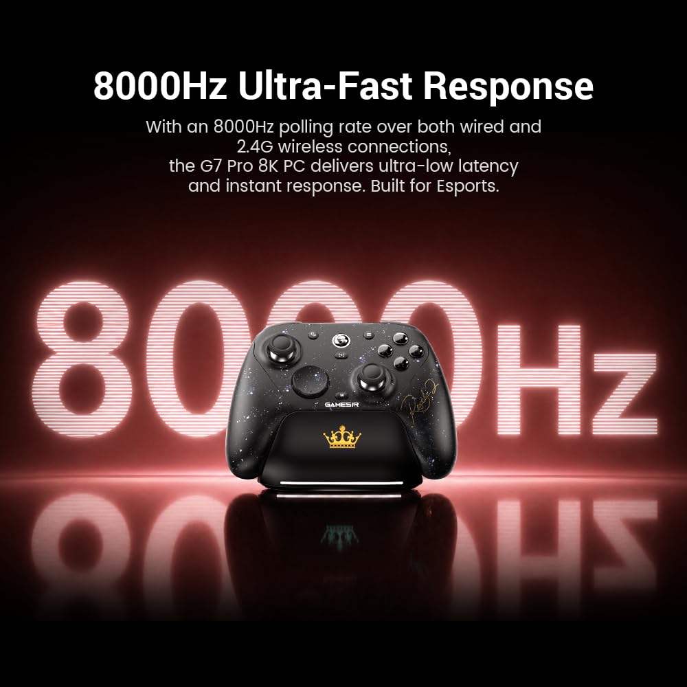 GameSir G7 Pro 8K PC Wireless Gaming Controller,Gen 2 TMR Sticks,Windows | Hall Effect Triggers, 4 Programmable Buttons, Charging Dock, Esports Controller for FPS & Competitive Gaming-Royal2 Edition