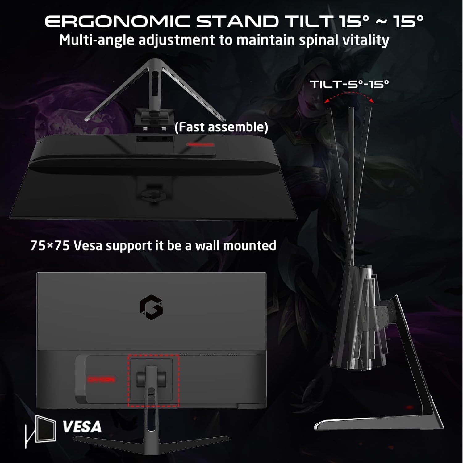 GAMEON GOPS27QHD180IPS Pro Series 27" QHD, 180Hz, MPRT 0.5ms, HDMI 2.1, Fast IPS Gaming Monitor (Supports PS5) - Black