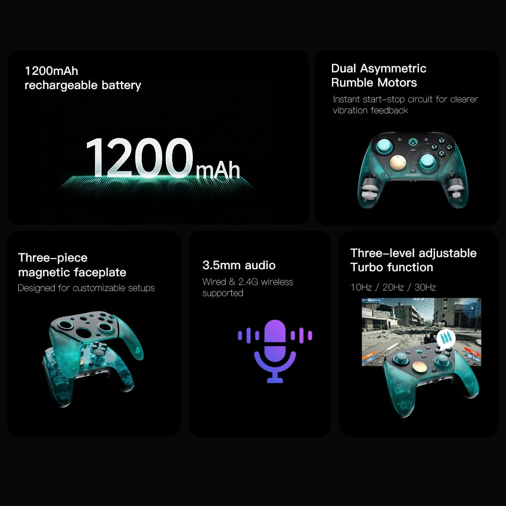 GameSir G7 Pro 8K PC Wireless Controller, Aimlabs Edition – 8000Hz Polling Rate Wired & 2.4G, TMR Joysticks Anti-Stick Drift, Hall Effect Analog Triggers, Esports Gamepad for Windows PC with 3.5mm Audio