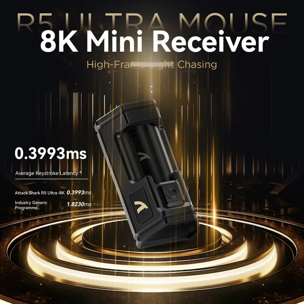 ATTACK SHARK R5Ultra 8K Carbon Fiber Wireless Gaming Mouse with 42000