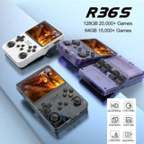 R36S Handheld Game Console, 3.5 inch IPS Screen Retro Gaming Console 64G Card with 15000+Classic Games, Open Source Linux Portable Video Player (RED)