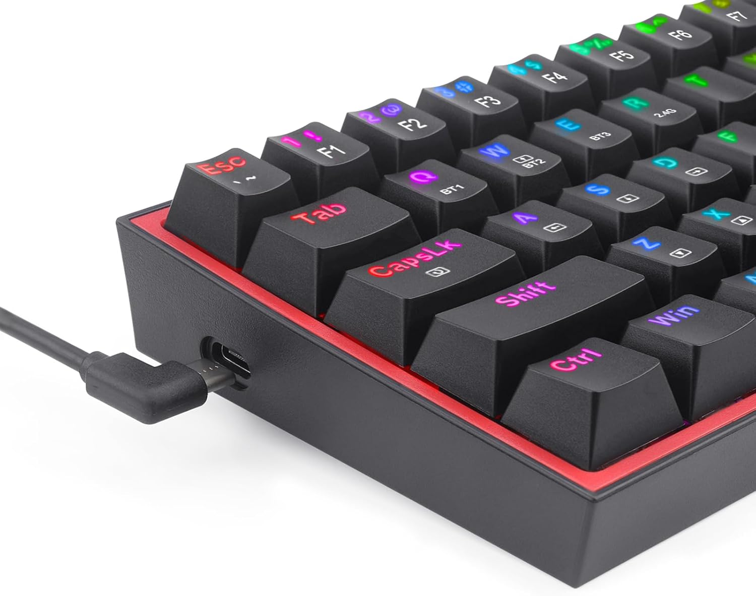 Redragon K616 Fizz Pro 60% Wirless /Wired RGB Gaming Keyboard, 61 Keys Compact Mechanical Keyboard Black, Linear Red Switch, Pro Driver/Software Supported