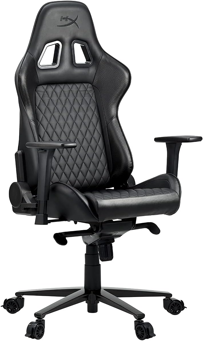 Nordic Game Supply HyperX Blast Gaming Chair - Ergonomic Gaming Chair, Leather Upholstery Video Chair - Red Black PC Racing Tilt Gaslift Foam Armrests Office Secret Hyper X Chair Lab - N=Black