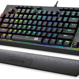 Redragon K588 RGB Backlit Mechanical Gaming Keyboard with Programmable Keys Macro Recording Blue Switches Compact Tenkeyless Design with Detachable Palm Rest & USB-C USB for Windows PC