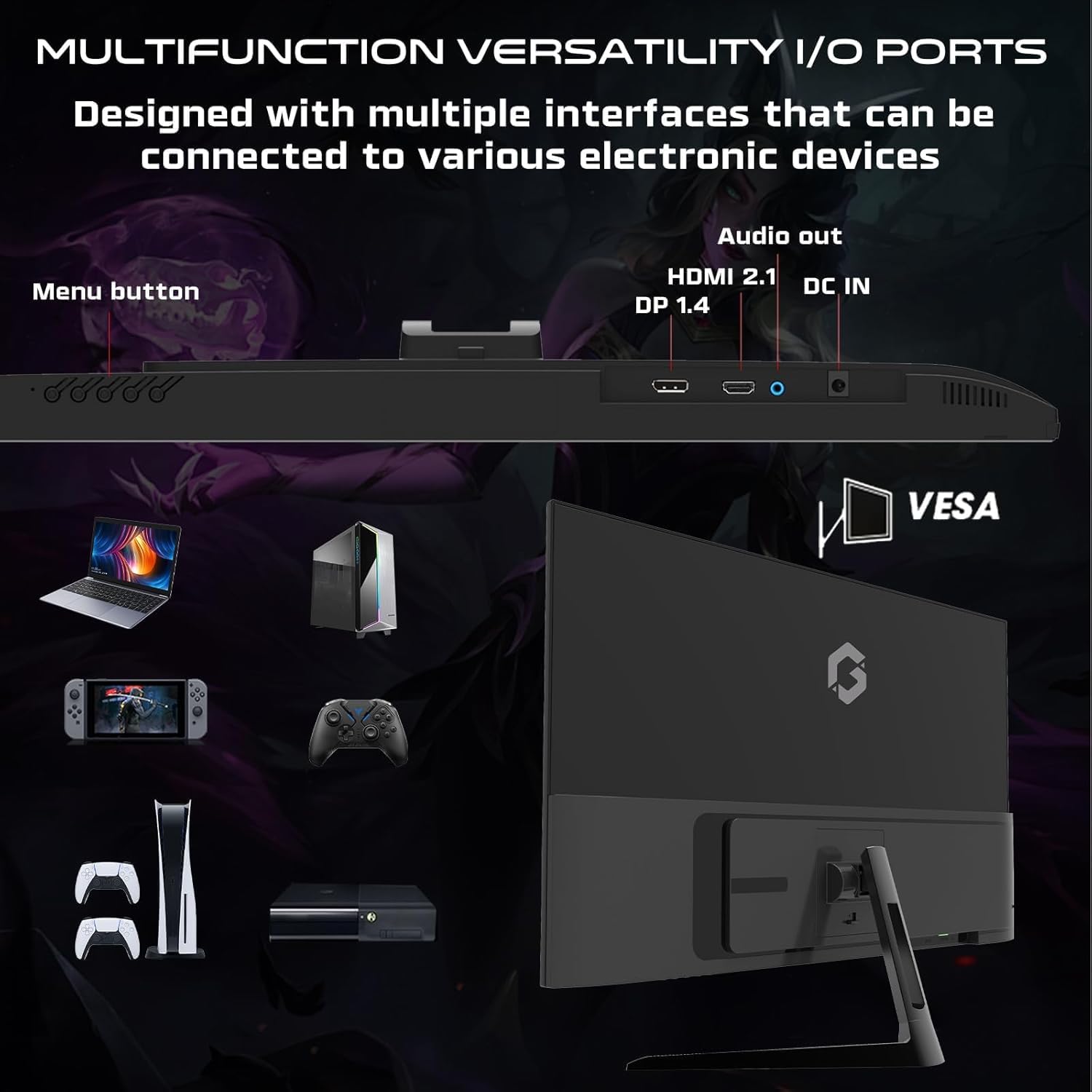 GAMEON GOPS27180IPS Pro Series 27" FHD, 180Hz, MPRT 0.5ms, HDMI 2.1, Fast IPS Gaming Monitor (Supports PS5) - Black