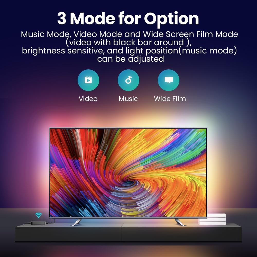 AVATTO The TV LED Backlight HDMI 2.0 Sync Box with 5m RGBIC LED Strip Light for 75-85 inch TV. Supports Voice Control with Alexa, Google Assistant and Smart Life App Remote Control