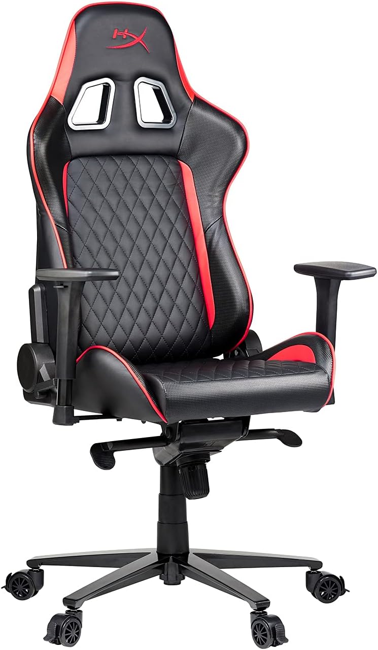 Nordic Game Supply HyperX Blast Gaming Chair - Ergonomic Gaming Chair, Leather Upholstery Video Chair - Red Black PC Racing Tilt Gaslift Foam Armrests Office Secret Hyper X Chair Lab