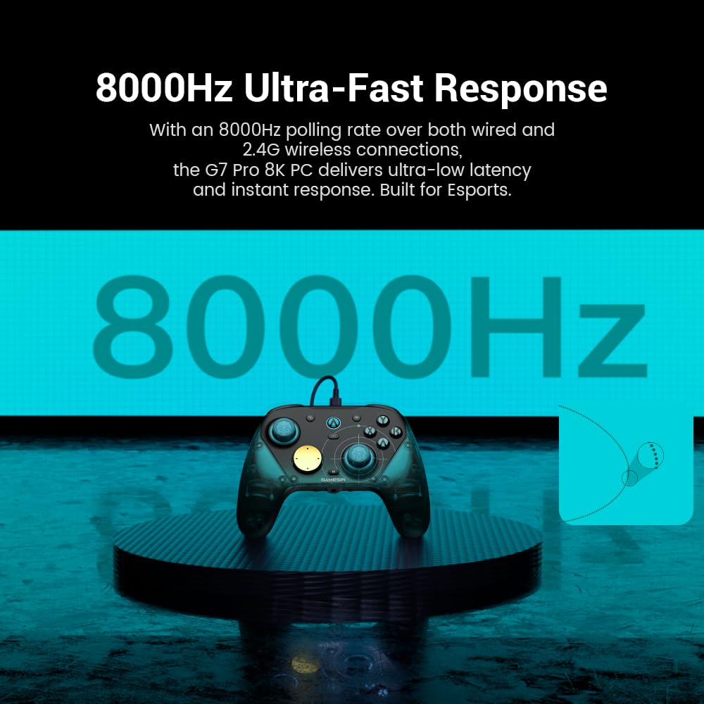 GameSir G7 Pro 8K PC Wireless Controller, Aimlabs Edition – 8000Hz Polling Rate Wired & 2.4G, TMR Joysticks Anti-Stick Drift, Hall Effect Analog Triggers, Esports Gamepad for Windows PC with 3.5mm Audio