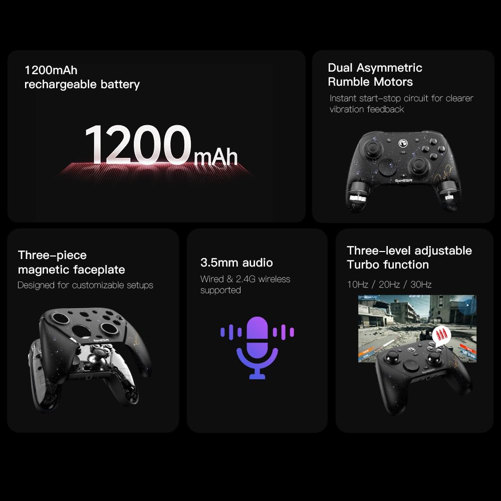 GameSir G7 Pro 8K PC Wireless Gaming Controller,Gen 2 TMR Sticks,Windows | Hall Effect Triggers, 4 Programmable Buttons, Charging Dock, Esports Controller for FPS & Competitive Gaming-Royal2 Edition