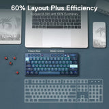 Redragon K632 Blue PRO 60% 3-Mode Connection RGB Mechanical Ultra-Thin Low Profile w/No-Lag Connection Dedicated Media Control - Red Switch