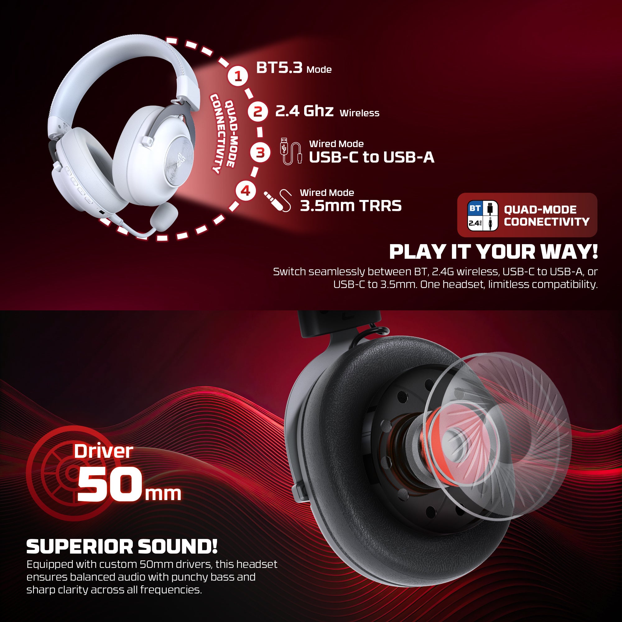 FANTECH WHG05 STELLAR Multiplatform Wireless Gaming Headset