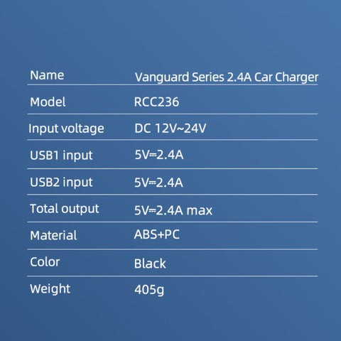 Remax Vanguard RCC236 2.4A Car Charger