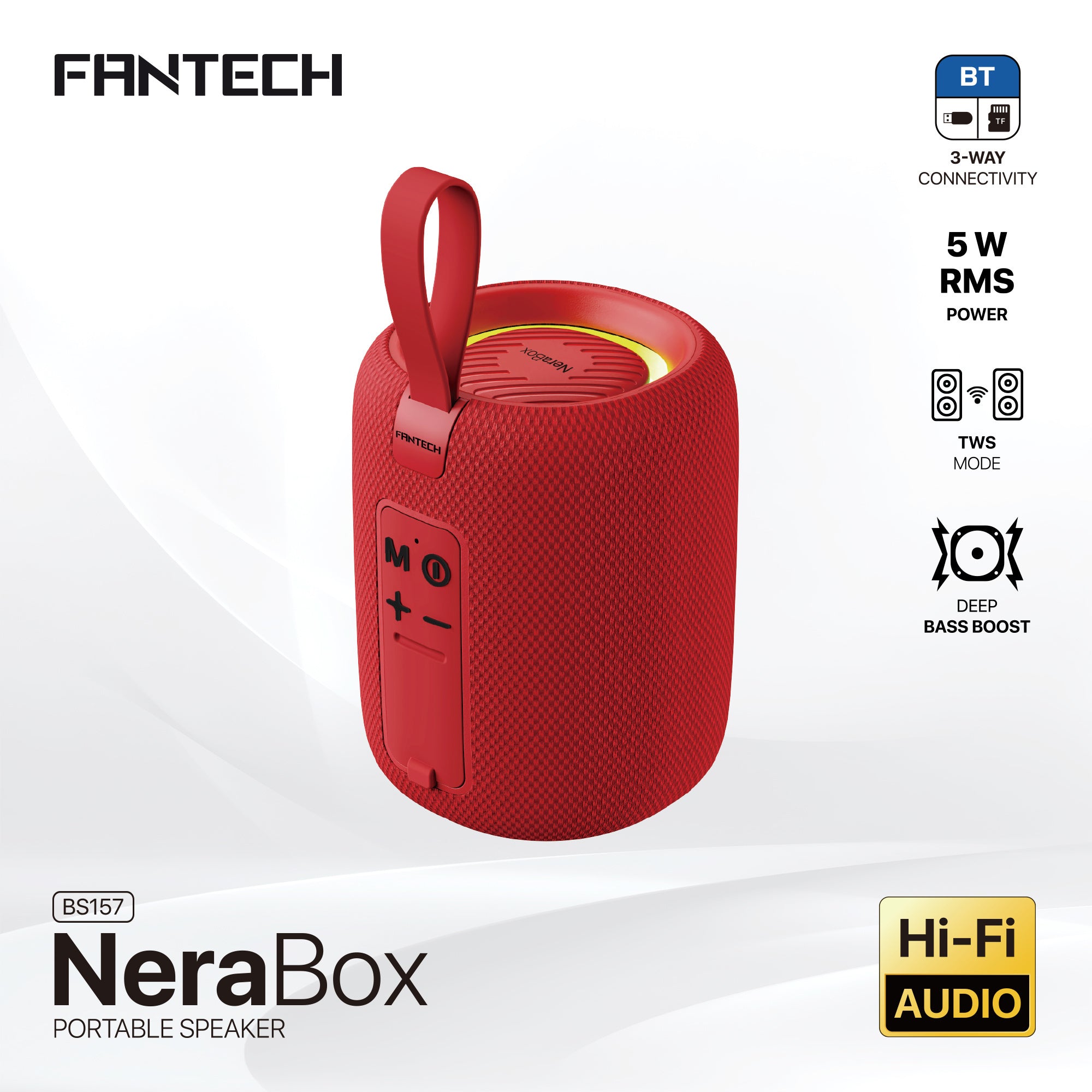 FANTECH(BS157)-NeraBox 5W RMS PORTABLE SPEAKER - Red