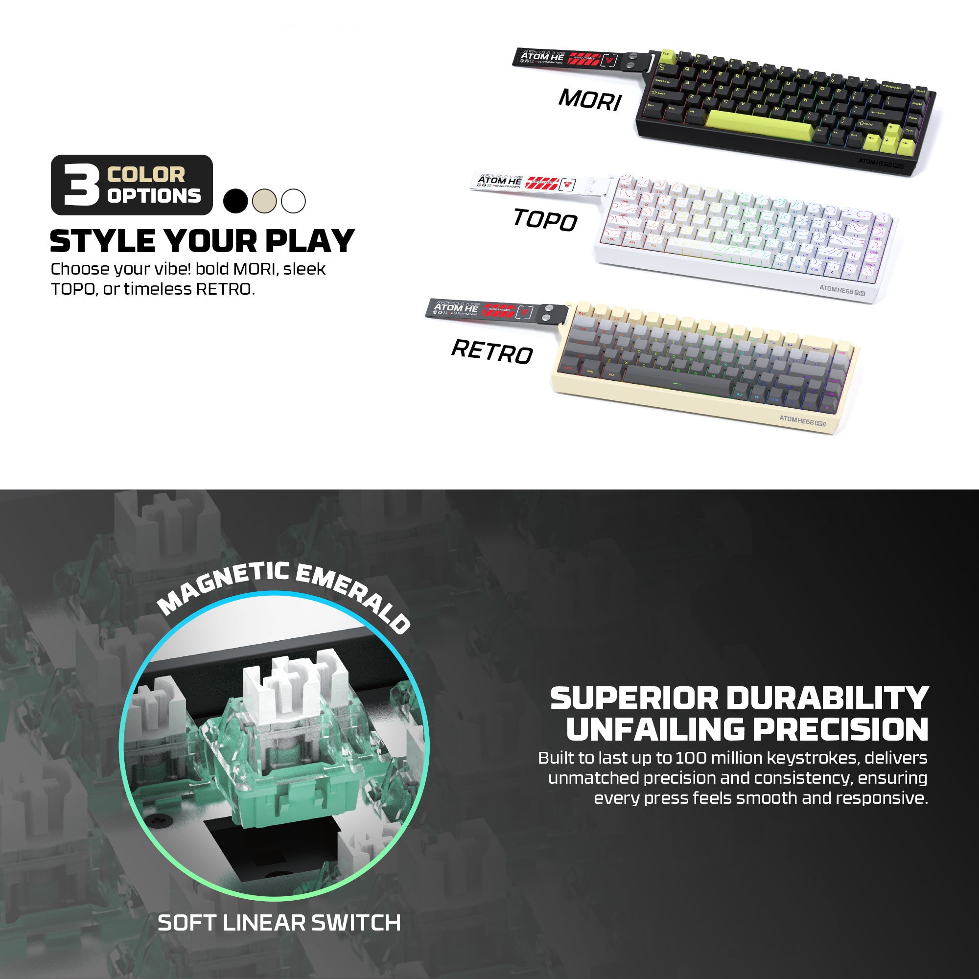 Fantech Keyboard ATOM HE68 MK922 MAGNETIC SWITCH – BLACK