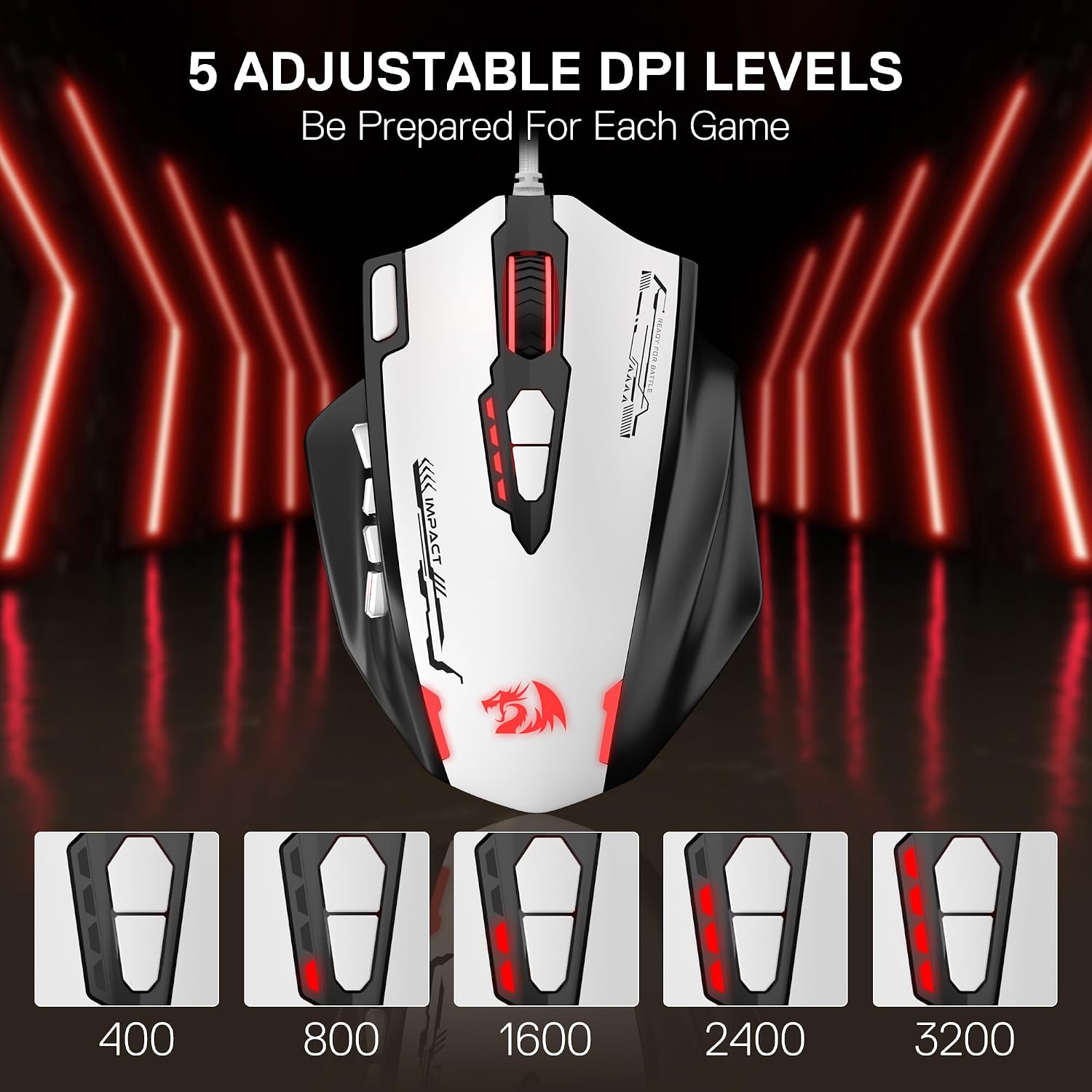Redragon M908 Wired RGB MMO Gaming Mouse 24000 DPI Remapping Keys | Stable Lag-Free Connection, Redefine Keybinding Macro, Vibing Backlight, Ergonomic Grip Body Comfort