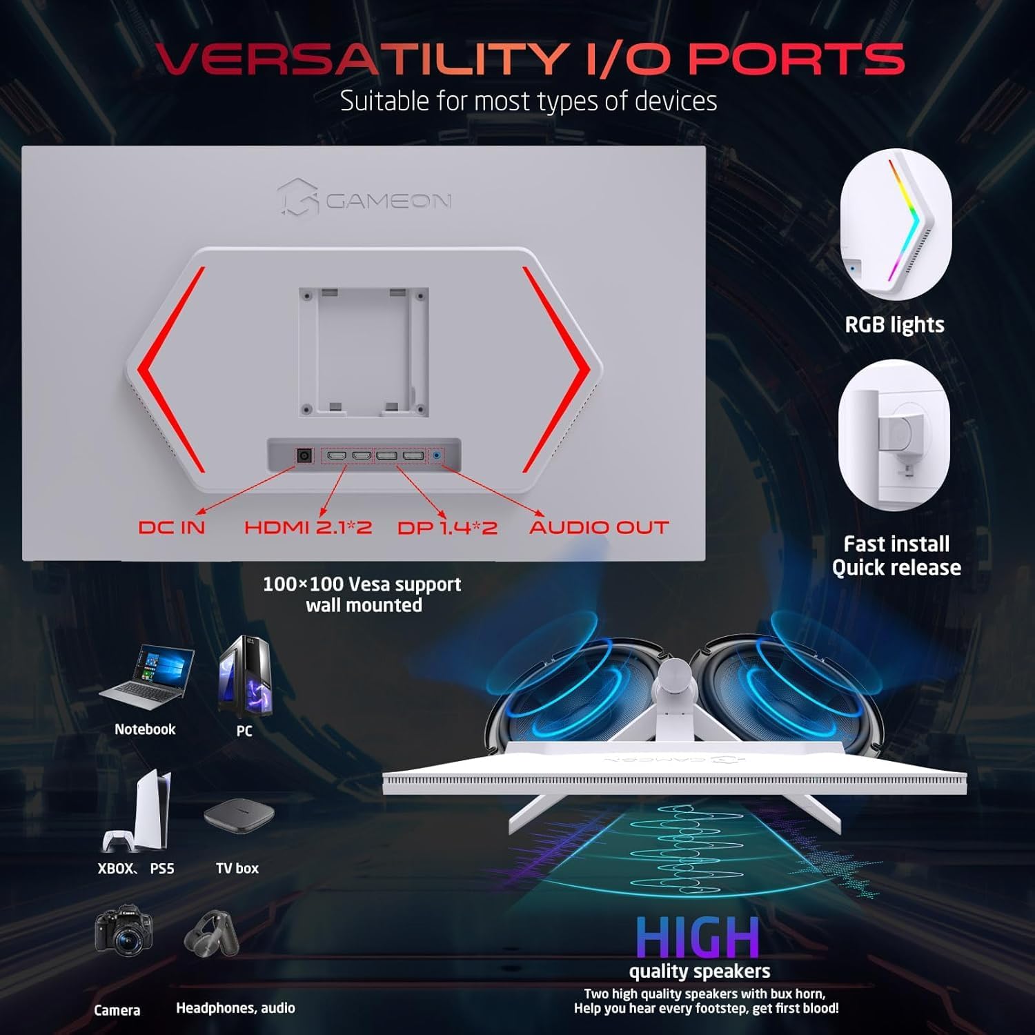 GAMEON GOAP27FHD380IPS Artic Pro Series 27" FHD, 380Hz, MPRT 0.5ms, HDMI 2.1, Fast IPS Gaming Monitor (Supports PS5) - White