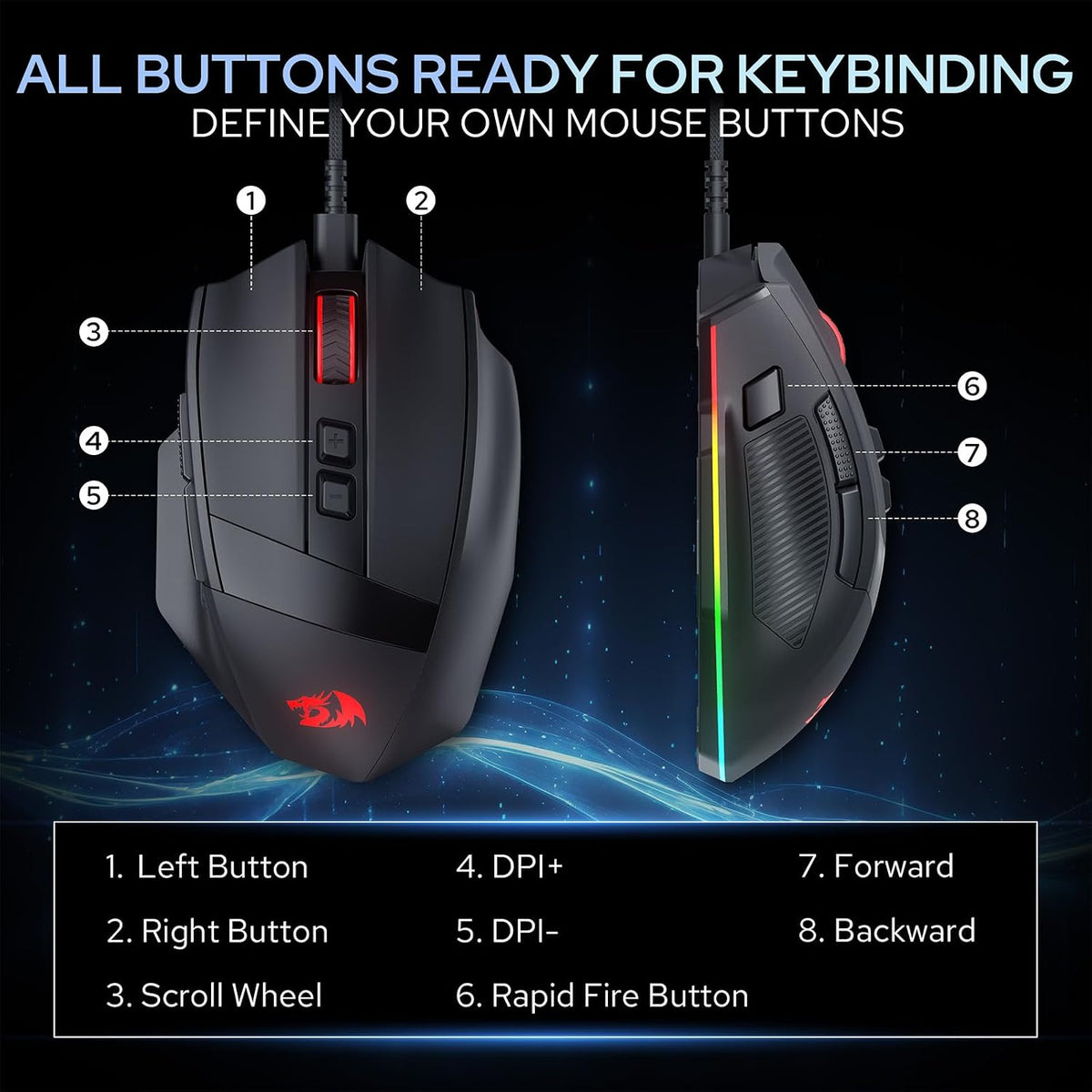 Redragon M923 Wired RGB Optical Gaming Mouse 24K DPI Remapping Keys | Stable Lag-Free Connection, Smooth Precise Tracking, Custom Macro Keybinds, Vibing Backlight, Ergonomic Grip Body Comfort Redragon M923 Wired RGB Optical Gaming Mouse 24K DPI Remapping Keys | Stable Lag-Free Connection, Smooth Precise Tracking, Custom Macro Keybinds, Vibing Backlight, Ergonomic Grip Body Comfort