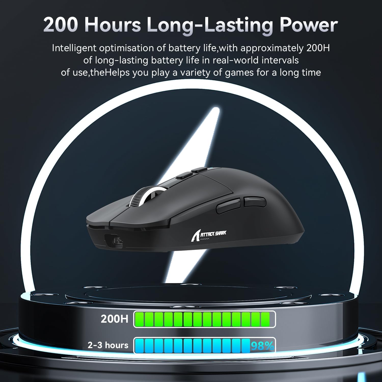 ATTACK SHARK X6 Lightweight Wireless Gaming Mouse with RGB Backlight Charging Base,Tri-Mode Wired/2.4GHz/BT5.2,26K DPI, 395 Optical PAW3Sensor,HUANO Switch,5programmable Buttons,PC/Mac(Black)