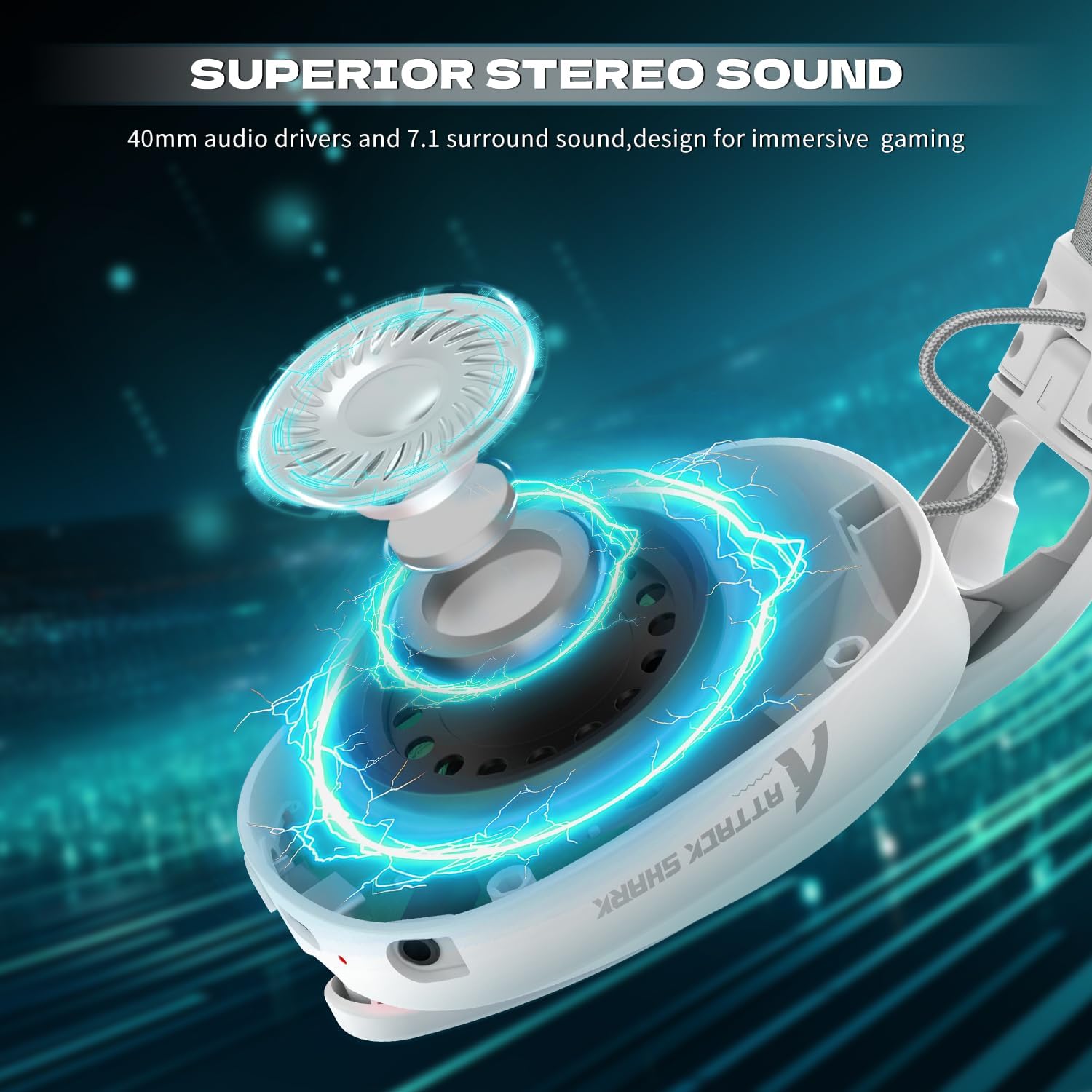 ATTACK SHARK L90 Ultra-Light Wireless Headset,RGB,Foldable,Triple- Mode-2.4Ghz/Bluetooth/Wired Gaming Headphone with mic,40mm Driver,7.1 Surround Sound,for Xbox/PS4/PS5/PC Customize via Software-White